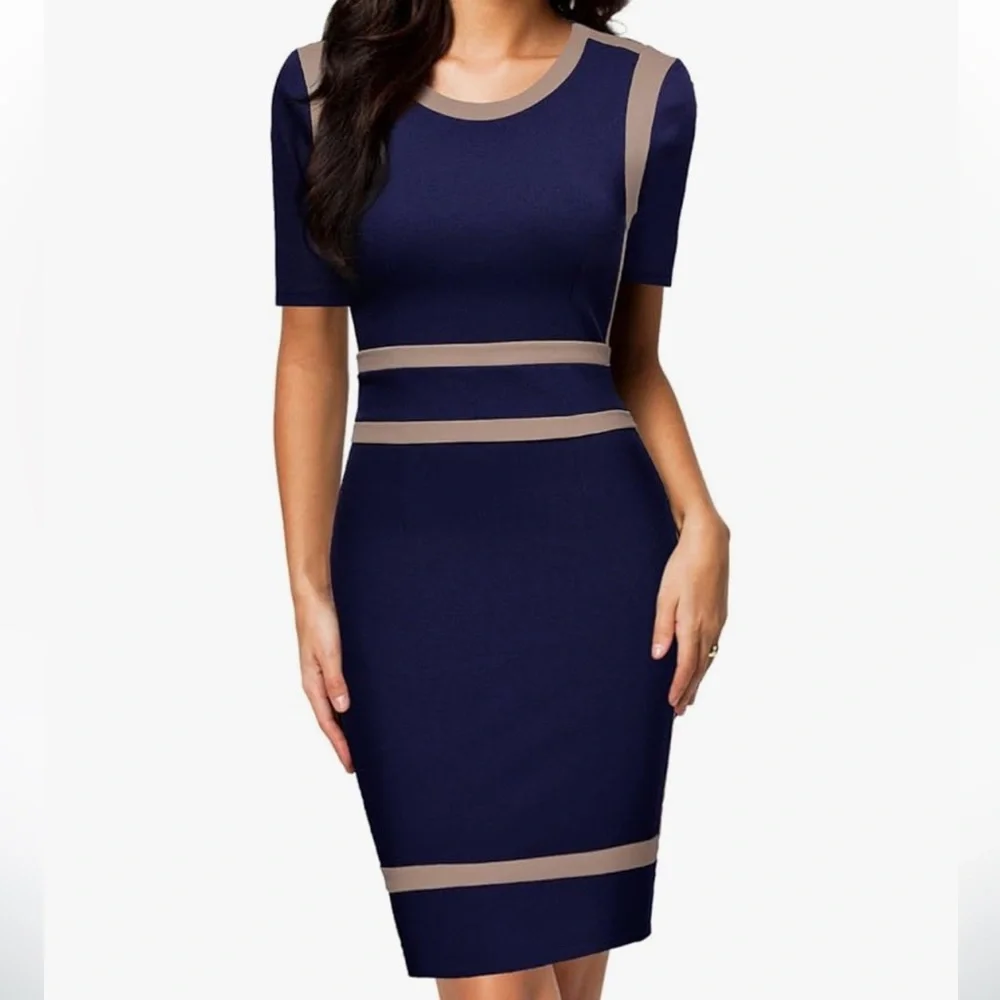 Miusol Women's Busines Work Bodycon Pencil Dress navy size small - Picture 3 of 8
